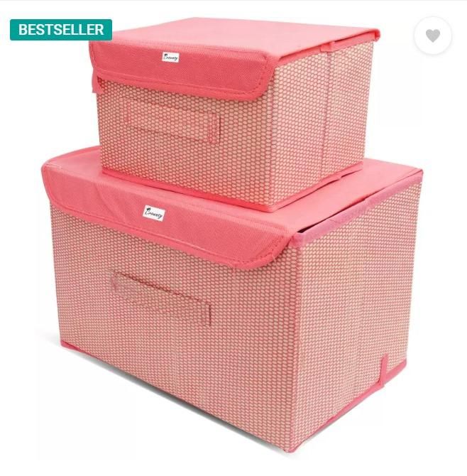 Foldable Woven Storage Box Organizer (1 Big Box & 1 Small Box)