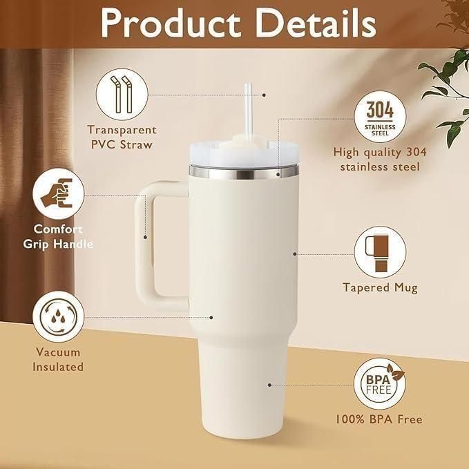 Stainless Steel Vacuum Insulated Tumbler with Lid and Straw (1.2L)