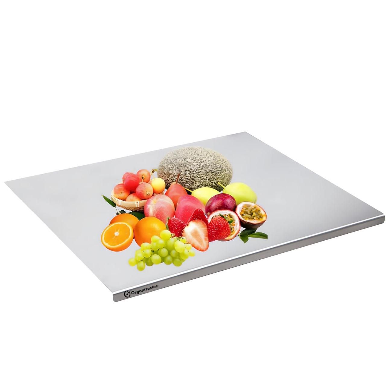 Stainless Steel Chopping Board - Non-Porous with Built-in Groove (35x31cm)