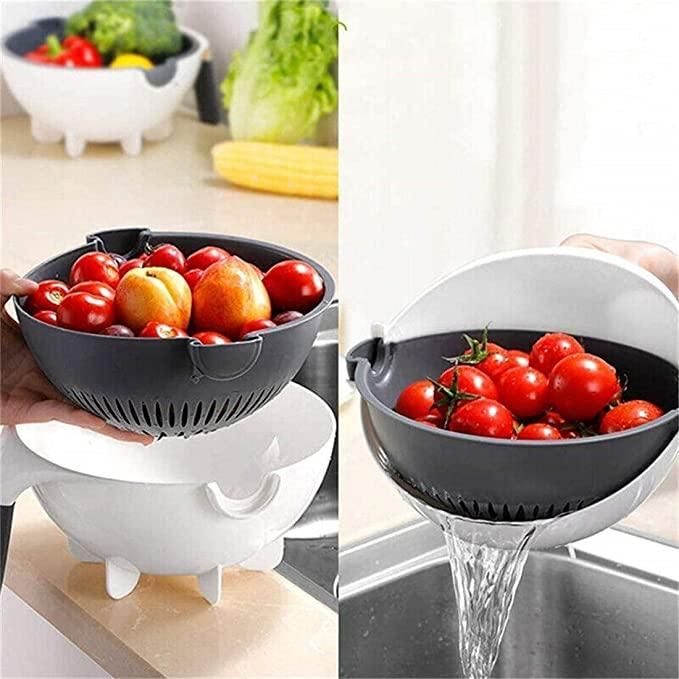 9-in-1 Multifunction Magic Rotate Vegetable Cutter with Drain Basket