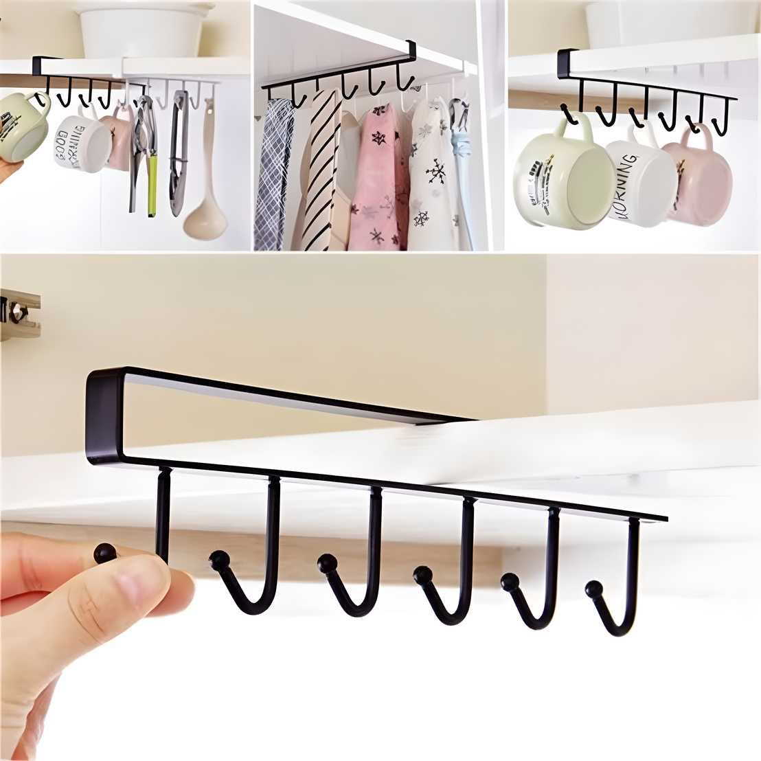 Mug Cups Wine Glasses Storage Hooks - Multi-Purpose Kitchen Utensil Hanging Hook Rack