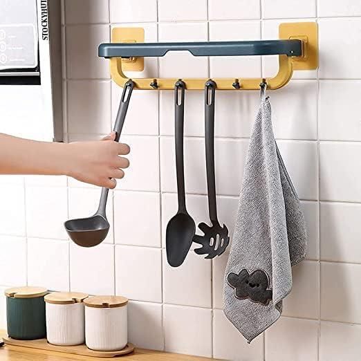 Wall Mounted Double Bar Towel Holder with Hook - Pack of 1