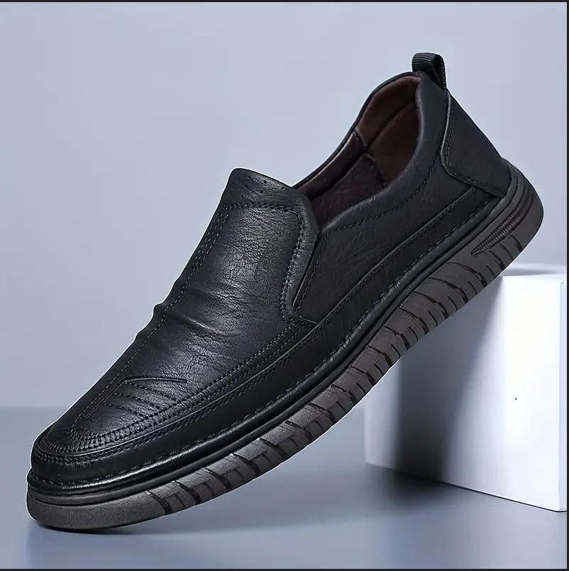 Men’s Stylish Synthetic Leather Slip-On Formal Shoes – Black