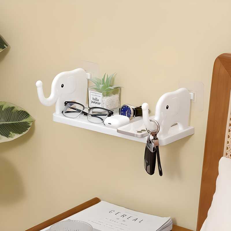 Elephant Shape Self-Adhesive Floating Wall Shelf (Pack of 2)