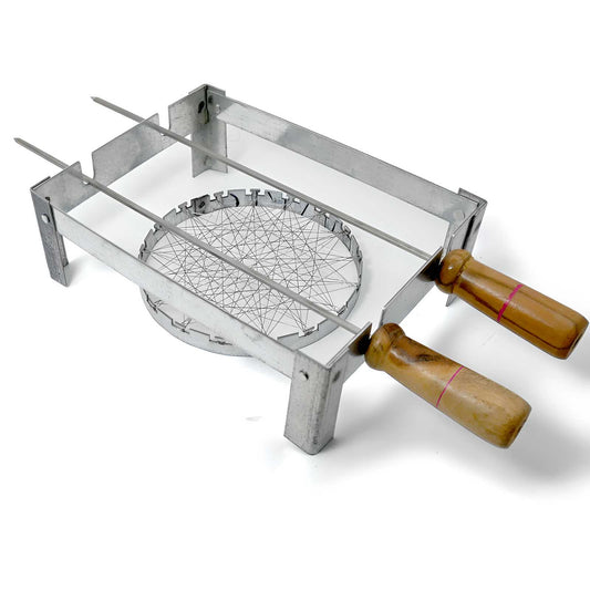 Barbeque Grill Stand with 2 Skewers & 1 Grill Mesh