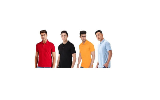 Matty Solid Half Sleeves Polo Neck Men's T-Shirt - Pack of 4