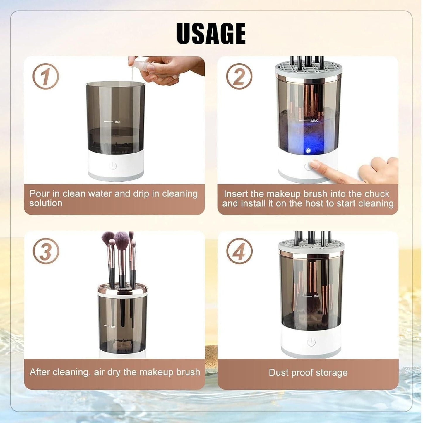 Makeup Brush Cleaner - USB Rechargeable Automatic Deep Cosmetic Cleaning Device