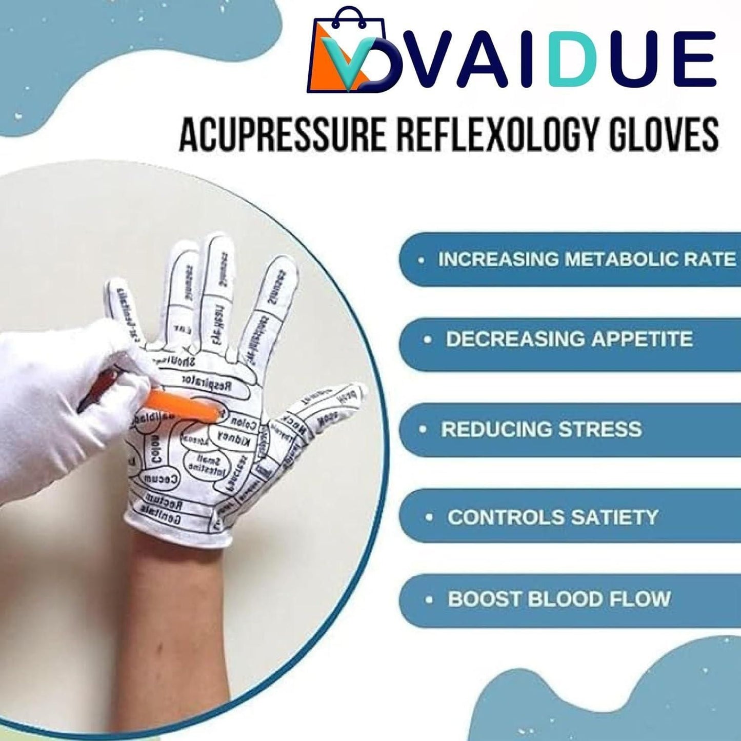 Acupressure Reflexology Hand Gloves for Pain Relief – For Women & Men