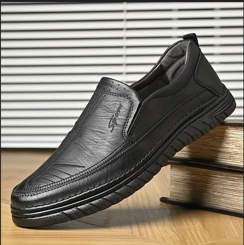 Men’s Stylish Synthetic Leather Slip-On Formal Shoes – Black