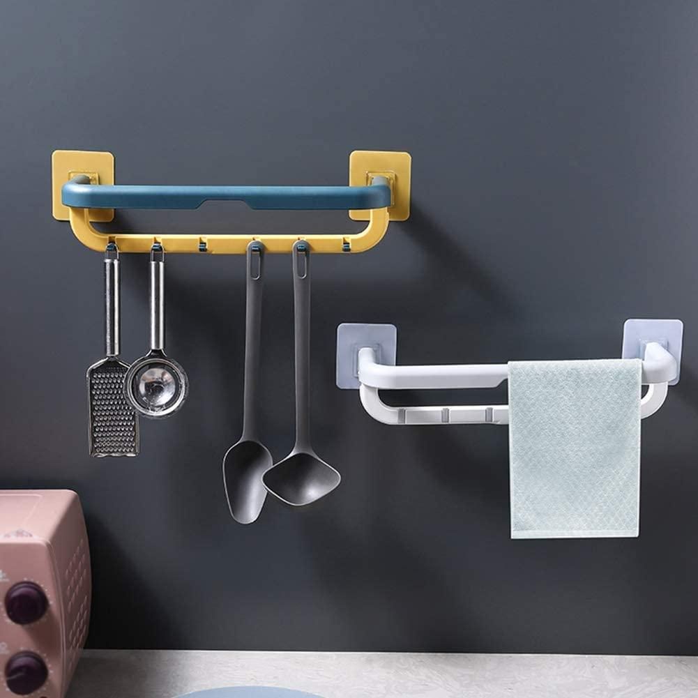 Wall Mounted Double Bar Towel Holder with Hook - Pack of 1